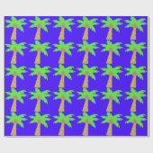 Palm Tree Blue Wrapping Paper Geschenkpapier (Flach)