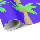 Palm Tree Blue Wrapping Paper Geschenkpapier (Rolleneckpunkt)