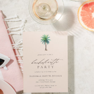 Palm Tree Blush Junggeselinnen-Abschied Einladung