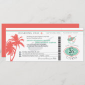 Palm Tree Boarding Pass auf Zypern Hochzeit Einladung (Vorne/Hinten)