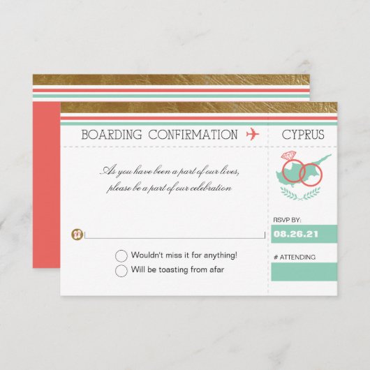 Palm Tree Boarding Pass auf Zypern UAWG Einladung (Vorne/Hinten)