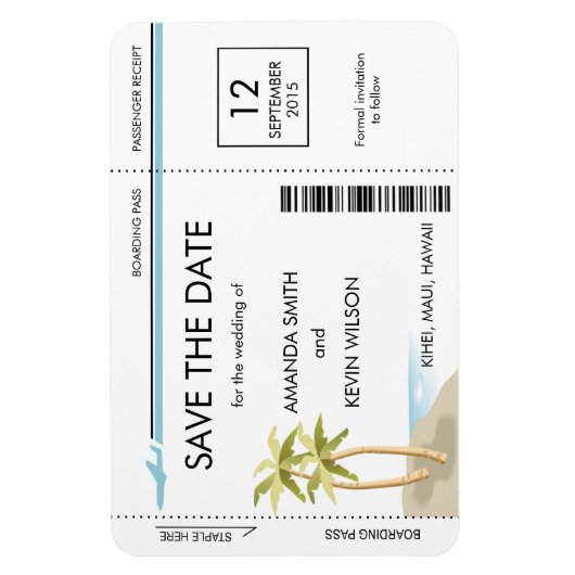 Palm Tree Boarding Pass die Datumsmagnete auf Magnet (Vertikal)