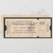Palm Tree Boarding Pass Wedding Ticket Einladung (Vorne/Hinten)