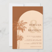 Palm Tree Boho Beach Terracotta QR Code Wedding Einladung (Vorderseite)