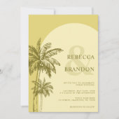 Palm Tree Boho Beach Yellow QR Code Wedding Einladung (Vorderseite)