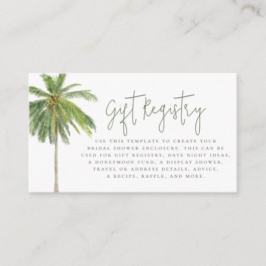 Palm Tree Boho Tropical Brautparty Begleitkarte (Vorderseite)