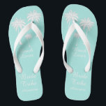 Palm Tree Bride Tribe Blue White Badesandalen<br><div class="desc">Mit diesen phantastischen Beach Lover Bride Blue White Tribe Flip Flops mit hübschen kleinen Palmen erstrahlt der Strand stilvoll! Raum,  um sich mit den Namen Ihrer Brautjungfrau anzupassen! Mischen Sie Ihre Lieblings-Strandprodukte von Up On the Mountain!</div>