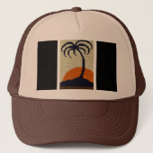 Palm Tree Bright Tropical Sun Crochet Print on Truckerkappe (Vorderseite)