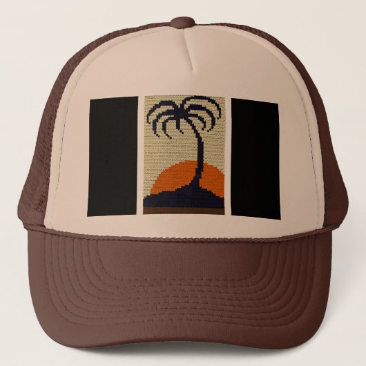 Palm Tree Bright Tropical Sun Crochet Print on Truckerkappe (Vorderseite)