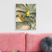 Palm Tree Budgerigar Parrot Rustikale hessische Le Leinwanddruck (Insitu (Wohnzimmer))