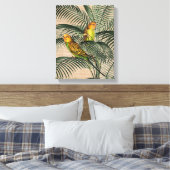 Palm Tree Budgerigar Parrot Rustikale hessische Le Leinwanddruck (Insitu (Schlafzimmer))
