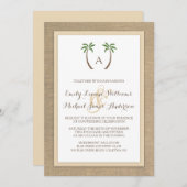 Palm Tree Burlap Beach Tropical Wedding Einladung (Vorne/Hinten)
