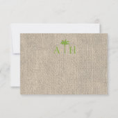 Palm Tree & Burlap Beach Wedding UAWG2 RSVP Karte (Rückseite)