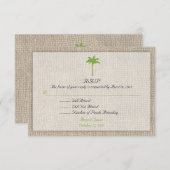 Palm Tree & Burlap Beach Wedding UAWG2 RSVP Karte (Vorne/Hinten)
