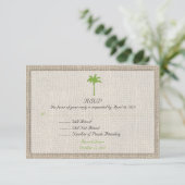 Palm Tree & Burlap Beach Wedding UAWG3 RSVP Karte (Stehend Vorderseite)