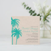 Palm Tree Burlap Bridal Dusche Einladungen (Stehend Vorderseite)
