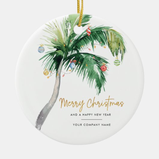 Palm Tree Business Logo Frohe Weihnachten Keramik Ornament (Vorne)