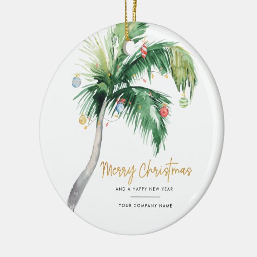 Palm Tree Business Logo Frohe Weihnachten Keramik Ornament (Links)