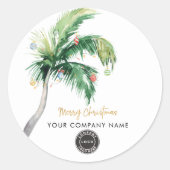 Palm Tree Business Logo Weihnachtsangestellte Swag Runder Aufkleber (Vorderseite)