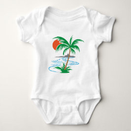 Palm Tree by the River | Tropical Sunset Art Baby Strampler