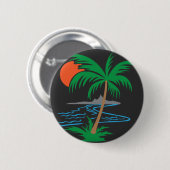 Palm Tree by the River | Tropical Sunset Art Button (Vorne & Hinten)