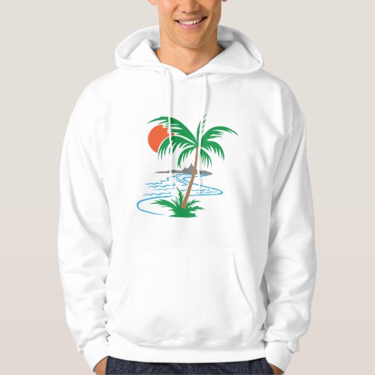 Palm Tree by the River | Tropical Sunset Art Hoodie (Vorderseite)