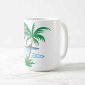 Palm Tree by the River | Tropical Sunset Art Kaffeetasse (VorderseiteRechts)