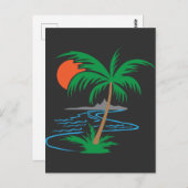 Palm Tree by the River | Tropical Sunset Art Postkarte (Vorne/Hinten)
