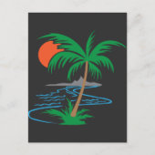Palm Tree by the River | Tropical Sunset Art Postkarte (Vorderseite)