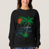 Palm Tree by the River | Tropical Sunset Art Sweatshirt (Vorderseite)