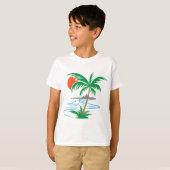Palm Tree by the River | Tropical Sunset Art T-Shirt (Vorne ganz)