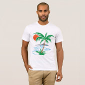 Palm Tree by the River | Tropical Sunset Art T-Shirt (Vorne ganz)