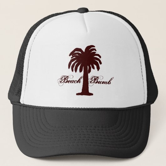 Palm Tree Cap/Beach Bumb Design Maroon/Black 1 Truckerkappe (Vorderseite)
