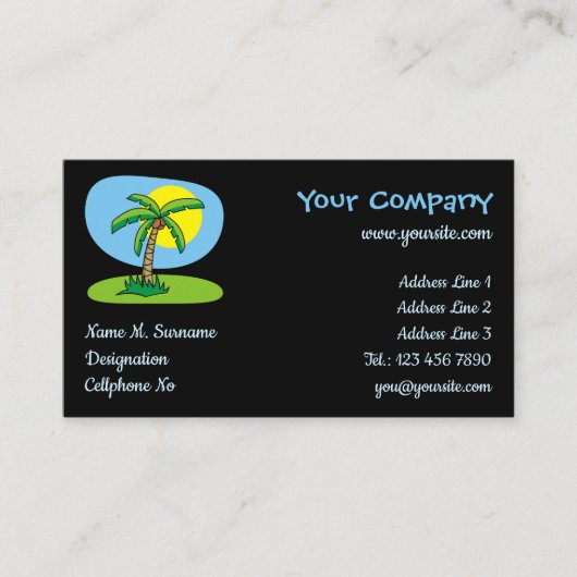 Palm Tree Cartoon Business Card Visitenkarte (Vorderseite)