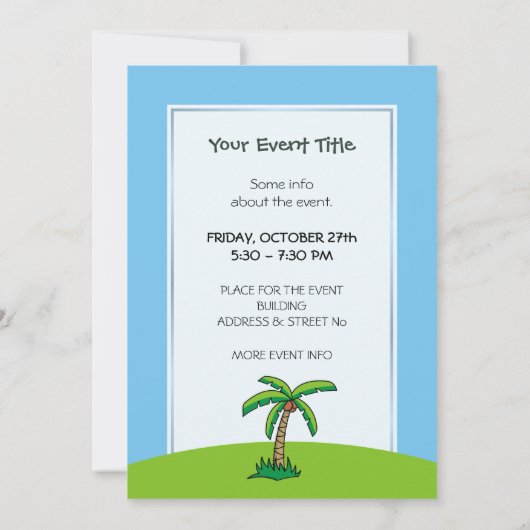 Palm Tree Cartoon Einladung (Rückseite)