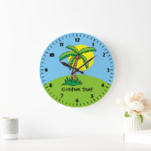 Palm Tree Cartoon Große Uhr (Zuhause)