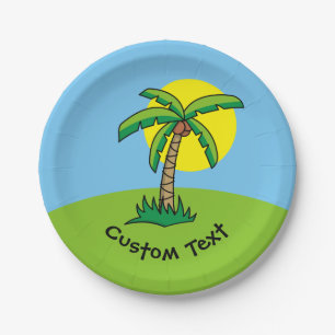 Palm Tree Cartoon Papierplatte Pappteller