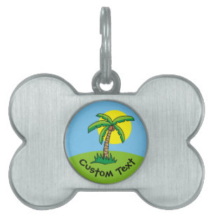 Palm Tree Cartoon Pet Name Tag Tiermarke
