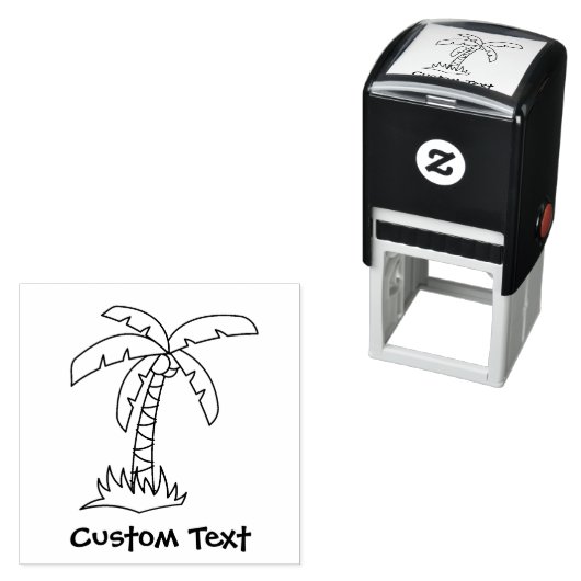 Palm Tree Cartoon Selbstfarbige Briefmarke Permastempel (Beispiel)