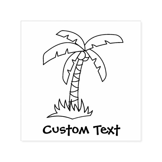 Palm Tree Cartoon Selbstfarbige Briefmarke Permastempel (Design)