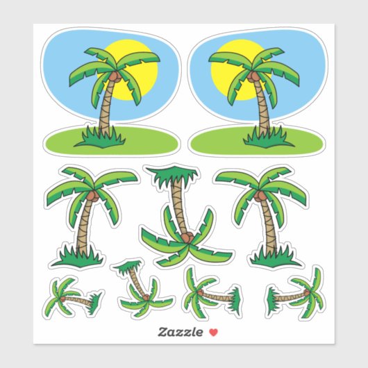 Palm Tree Cartoon Sticker Set (Blatt)