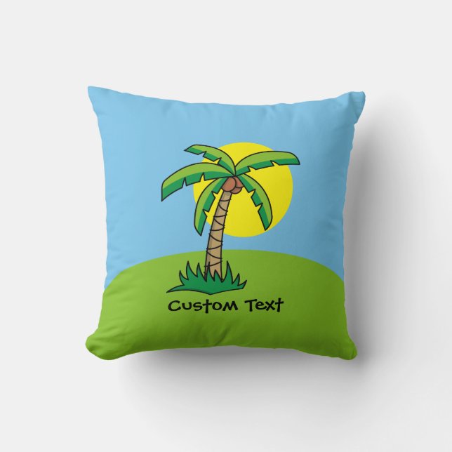 Palm Tree Cartoon Throw Kissen (Vorderseite)