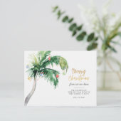 Palm Tree Coastal Weihnachtsfeiertage Moving Ankündigungspostkarte (Stehend Vorderseite)