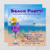 Palm Tree Cocktails Adult Beach Party Einladung (Vorne/Hinten)