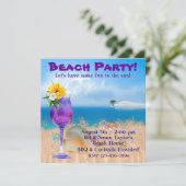 Palm Tree Cocktails Adult Beach Party Einladung (Stehend Vorderseite)