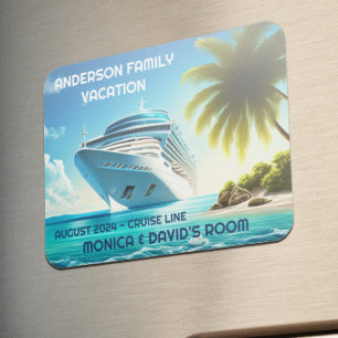 Palm Tree Cruise Ship Ocean Family Vacation Magnet