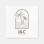 Palm Tree Custom Beach Wedding Cocktail Serviette (Vorderseite)