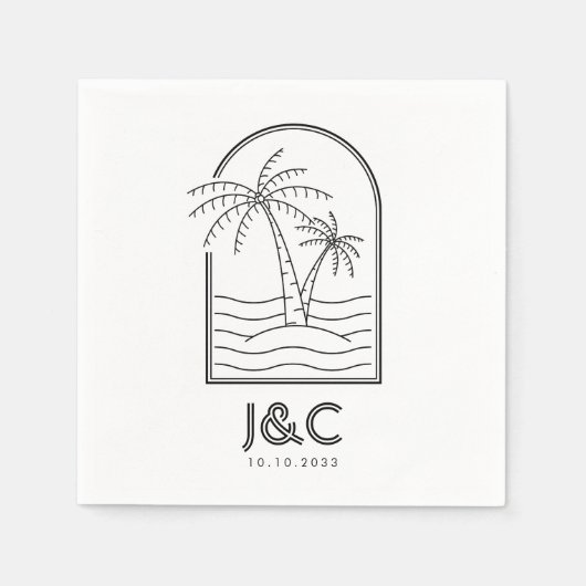Palm Tree Custom Beach Wedding Cocktail Serviette (Vorderseite)