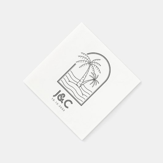 Palm Tree Custom Beach Wedding Cocktail Serviette (Ecke)