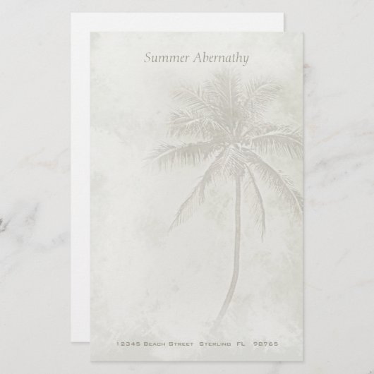 Palm Tree Custom Stationery - Sandfarbe Briefpapier (Vorne/Hinten)